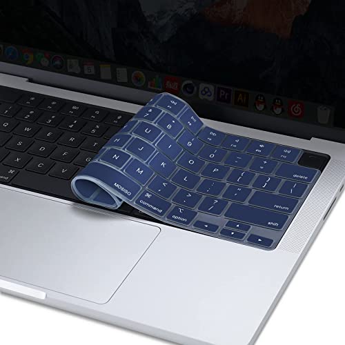 MOSISO Keyboard Cover Skin Compatible with MacBook Air 15 inch M3 M2 | A3114 A2941/Air 13.6 A3113 A2681/Pro 14/16 M4 M3 M2 M1, Navy Blue - color: Navy Blue