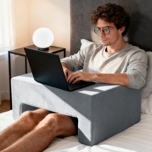 Reading Pillow for Gaming Lap Desk Pillow for Laptop Memory Foam Bed Desk for Reading Working Crocheting Gaming Arm Rest on Bed/Sofa/Floor/Couch/Car(Grey) - color: Grey, size: Non-foldable