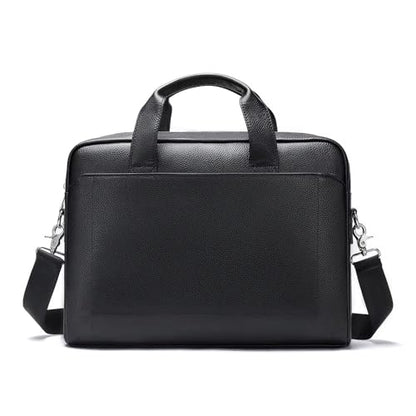 Genuine Leather Briefcase for Men and Women, Laptop Shoulder Bag,Messenger Bag 15 Inch Laptop, Business Travel - color: Black