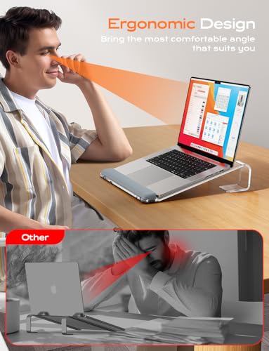 LOXP Acrylic Laptop Stand for Desk, Laptop Stand with Wrist Support | Removable Notebook Stand Ventilated Cooling Computer Riser Ergonomic Acrylic Lectern Mount Compatible with 10-17” Laptops - color: Acrylic Clear