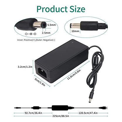 24V 2A 48W Universal AC DC Power Supply Adapter with 5.5x2.5mm Plugs | 100-240V 50-60Hz input, 5.5x2.5mm plug(Compatible 5.5x2.1mm), for LED strips & CCTV cameras