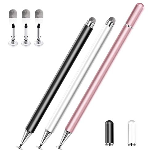Stylus Pens for Touch Screens, 2 in 1 High Precision Universal Stylus Pen for iPad Compatible with Apple, iPhone, iPad, Android, Samsung Tablets, Phones, 3 Pack-Black,Gold,White - color: Black, Rose Gold, White