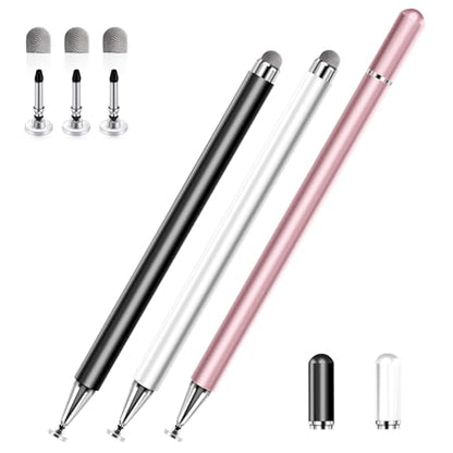 Stylus Pens for Touch Screens, 2 in 1 High Precision Universal Stylus Pen for iPad Compatible with Apple, iPhone, iPad, Android, Samsung Tablets, Phones, 3 Pack-Black,Gold,White - color: Black, Rose Gold, White