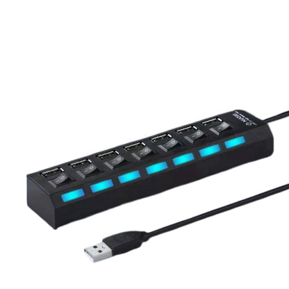 1-Pcs 7-Port USB Hub 3.0,USB Hub Splitter with Individual On/Off Switches and Lights Compatible with Laptop,PC,Flash Drive,Mobile HDD