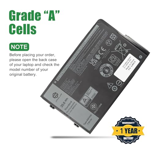 6WVHD 451-BDDY Laptop Battery Replacement for Dell Latitude 7230 Rugged Extreme Tablet T06H T06H001 Pro Rugged 12 Tablet RA02260 Series FNW8F 0VDDJY VDDJY 0JM6CX JM6CX 7.6V 35.6Wh 4457mAh - size: 11.2*4.3*1.0inch 6WVHD