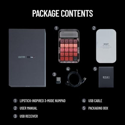 LOFREE Lipstick-Style Tri-Mode Wireless Mechanical Numpad with 4-Level Adjustable Backlight, Hot-Swappable, Rechargeable Wireless Numpad with Bluetooth /2.4G Wireless/USB-C Wired Connection