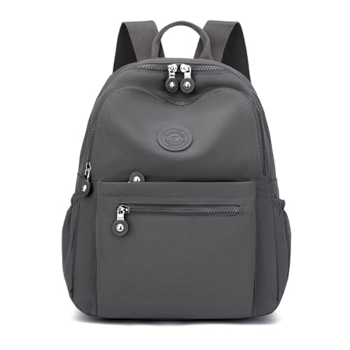 Tanweibago Mini Nylon Women Backpacks,11L Small Ladies backpacks Casual Lightweight Women Shopping Travel Daypack (Neutral Gray) - color: Neutral Gray