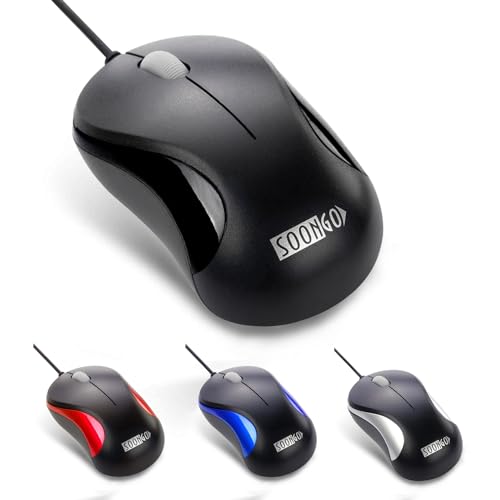 SOON GO Mini USB Wired Mouse for Laptop, Office, Business, Notebook, MacBook, Desktop, Chromebook, PC - Black - color: Blacksinge