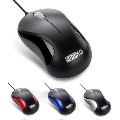 SOON GO Mini USB Wired Mouse for Laptop, Office, Business, Notebook, MacBook, Desktop, Chromebook, PC - Black - color: Blacksinge