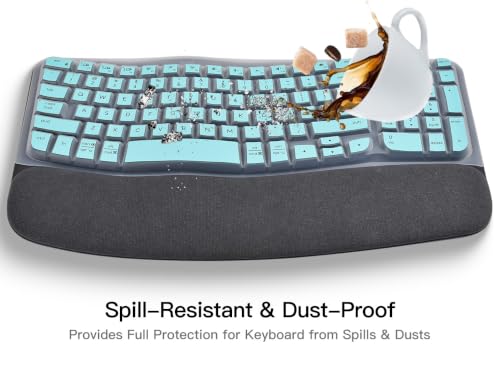 Keyboard Cover Skin for Logitech Wave Keys MK670 Combo Wireless Ergonomic Keyboard Skin, Logitech Wave Keys Wireless Ergonomic Keyboard Cover Protector Skin Accessories, Mint - color: Mint