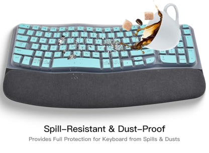 Keyboard Cover Skin for Logitech Wave Keys MK670 Combo Wireless Ergonomic Keyboard Skin, Logitech Wave Keys Wireless Ergonomic Keyboard Cover Protector Skin Accessories, Mint - color: Mint