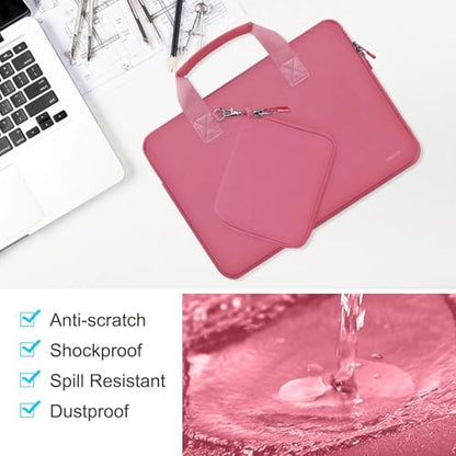 Hseok Laptop Sleeve 13.3-14 inch Case with Small Pouch, Neoprene Computer Bag Compatible with MacBook Neo/Pro 14 M5/M4/M3/M2/M1, Mac Air/Pro 13.3, XPS 14 and Most 13-14 inch Notebooks,Rose red - color: Rose red, size: 13"-14"