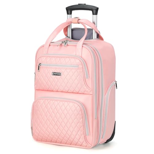 Ponhog Rolling Backpack for Women, 15.6 Inch Travel Laptop Wheeled Backpack, 30L Roller Carry On Backpack for Adults Business College Work Overnight, Stylish Personal Item, Pink