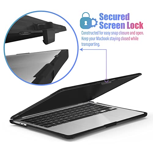 IBENZER Hexpact Protective MacBook Air 13 inch Case M5 2026 M4 2025 M3 M2 2024-2022 A3449 A3240 A3113 A2681, Heavy Duty Case & KeyboardCover & ScreenFilm, Black, HPE-KK-BK+2 - color: Black