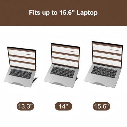Bamboo Foldable Laptop Stand Holder, 6-Level Adjustable Ergonomic Notebook Riser with Heat Dissipation for 10-17 Inch Laptops, MacBook, Tablet (Dark Brown) - color: Dark Brown