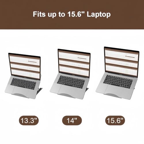 Bamboo Foldable Laptop Stand Holder, 6-Level Adjustable Ergonomic Notebook Riser with Heat Dissipation for 10-17 Inch Laptops, MacBook, Tablet (Natural Bamboo) - color: Natural Bamboo