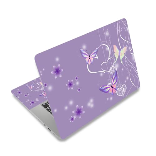 15-15.6 inches Netbook Laptop Skin Sticker Decal Reusable Cover Protector for 11.6 12 13 13.3 14 15 15.4 Notebook Chromebook PC, Scratch-Resistant Waterproof I Purple Butterflies - color: Purple Butterfly