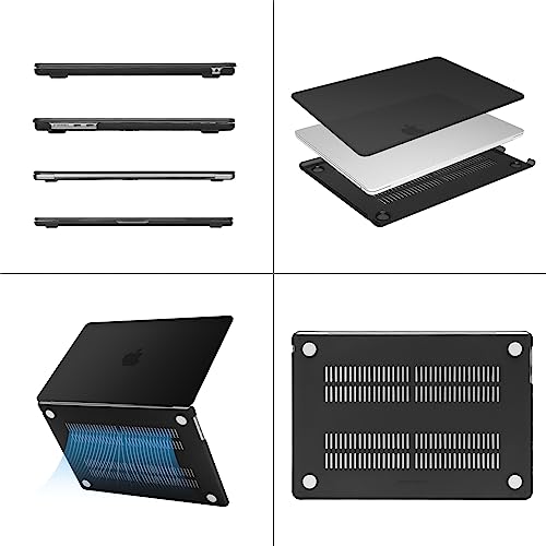 MOSISO Compatible with MacBook Air 15 inch Case M5 2026 M4 M3 M2 2025-2023 | A3448 A3241 A3114 A2941, Scratch-Resistant Protective Hard Shell Case&Keyboard Cover&ScreenFilm&Pouch, Black - color: Black