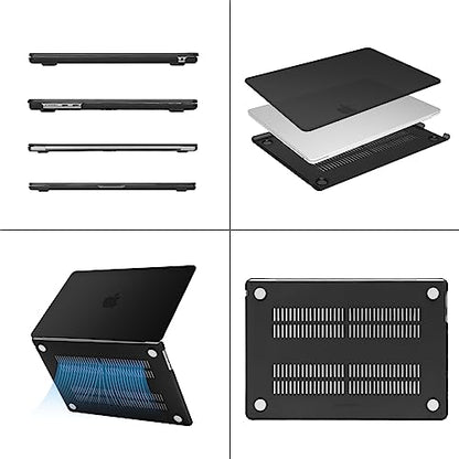 MOSISO Compatible with MacBook Air 15 inch Case M5 2026 M4 M3 M2 2025-2023 | A3448 A3241 A3114 A2941, Scratch-Resistant Protective Hard Shell Case&Keyboard Cover&ScreenFilm&Pouch, Black - color: Black