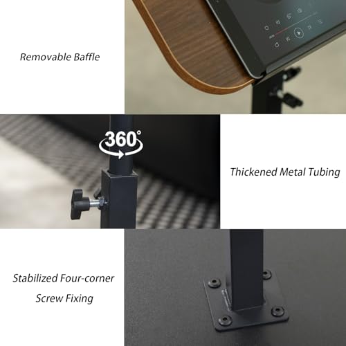 ACEQLYT® Small Adjustable Side Table, Adjustable Height & Flip-Over Panel Design & 360° Swivel, Couch Armrest C Shaped End Table, Laptop Stand for Couch