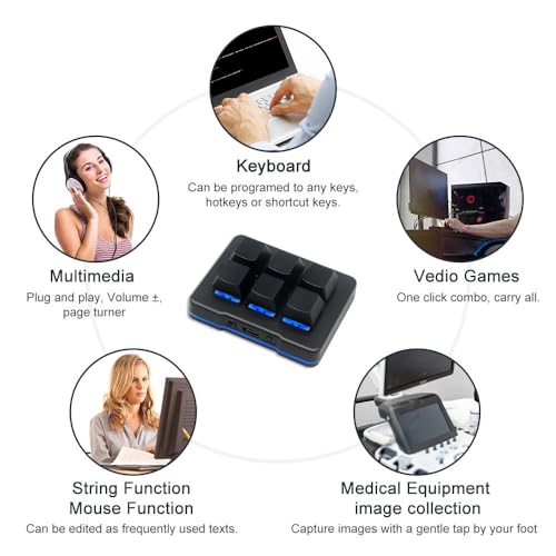 6 Key Mini Keypad Wireless USB Mechanical Gaming Macro Keyboard Customized Programmable OSU Keypad with RGB Led for PC Gaming OSU Office Work HID