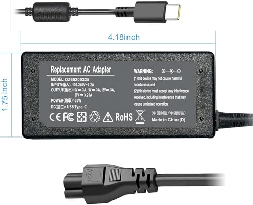 Universal 65W 45W USB C Laptop Charger for Lenovo Thinkpad/Yoga/Chromebook ADLX65YDC2A for HP Elitebook Spectre Chromebook x360,Elite x2 for Dell Chromebook Latitude xps 13 Series AC Adapter