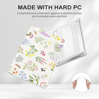 iCasso Compatible with MacBook Air 13 inch Case 2020-2018 Release M1 A2337 A2179 A1932, Elegant Floral Protective Hard Shell Case +Keyboard Cover + Screen Protector（White） - color: White Floral