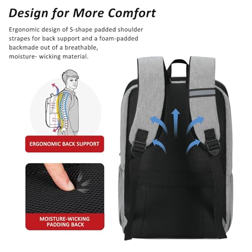 MAXTOP Deep Storage Laptop Backpack Business Anti-theft Backpacks[Water Resistant] College Computer Bookbag Fits 16 Inch Laptop - color: Light Grey, size: 15.6 inch, style: Daypack Backpacks