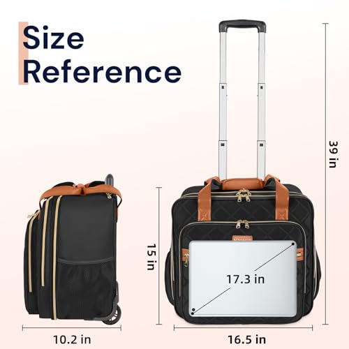 Ytonet Rolling Laptop Bag, 17.3 Inch Rolling Briefcase for Women Men, Water Resistant Computer Bag with Wheels for Work Travel College Business Overnight Teacher