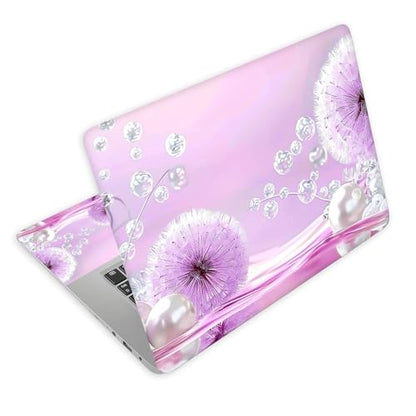 Universal Laptop Skin Decal, 3-Piece Vinyl Protector for 12 13 14 15.6" Notebook, Waterproof Anti-Scratch, Easy Trim & Bubble-Free Finish, Purple Dandelions White Pearls - color: Purple Dandelions White Pearls