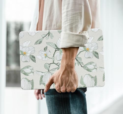 for MacBook Neo 13 Inch Case， Embroidery Floral Leather Textured | Precise Logo Cutout, With Keyboard Skin, Anti-Fingerprint Anti-Scratch Slim Light Cover - color: Embroidery Green