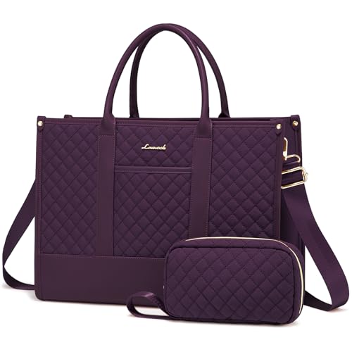 LOVEVOOK Laptop Bags for Women - color: Purple, size: 15.6 inch-lunch compartment
