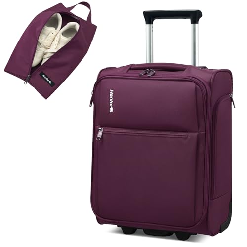 Hanke Underseat Carry On Luggage with Wheels, 17-Inch Small Suitcase Rolling Under Seat Luggage, Lightweight Personal Item Bag with 15.6" Compartment for Overnight & Short Trips, Purple - color: Purple, size: 17 Inch Underseat Plus