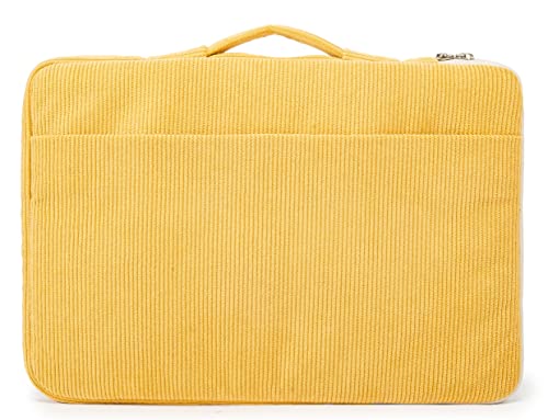 Kinmac Yellow Corduroy 360° Heavy Duty Protective Laptop Sleeve Case Bag Cover with Handle for MacBook Air 13 inch,iPad Pro 13 inch and 13.3 inch HP,Dell,Lenovo,Asus,Acer Laptop - color: Corduroy Yellow, size: 12 inch-13.3 inch