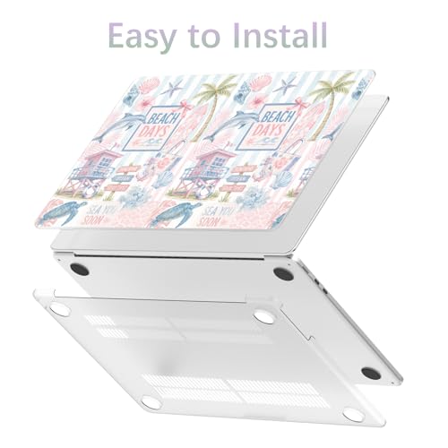 Compatible with MacBook Pro 13 inch Case M2 2025, 2024-2016 A2338 M1 A2251 A2289 A2159 A1989 A1708 A1706, Cute Sea Turtle Beach Palm Tree Protective Hard Shell Matte Cover for Mac Pro 13 - color: Beach D, size: MacBook Pro 13 inch