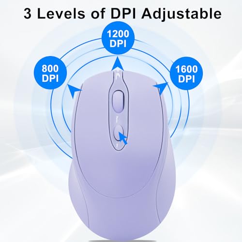 Bluetooth Mouse,Rechargeable Wireless for Laptop/iPad/MacBook Pro/Air, Silent Mouse Portable Slim for Surface Pro/PC/Lenovo/Samsung Tablet (Purple) - color: Purple