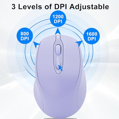 Bluetooth Mouse,Rechargeable Wireless for Laptop/iPad/MacBook Pro/Air, Silent Mouse Portable Slim for Surface Pro/PC/Lenovo/Samsung Tablet (Purple) - color: Purple