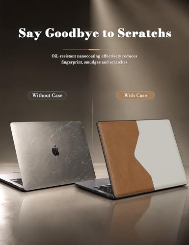 iCasso Compatible for MacBook Air 13 inch Case M5 2026 M4 2025 M3 M2 2024-2022 Model A3449 A3240 A3113 A2681,Sturdy Protective Leather Hard Shell 13.6 MacBook Air Case,Splicing Design - color: Splicing Design
