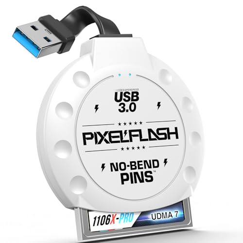 CF Card Reader (White) - Compact Flash Memory Card Adapter with Cabled USB 3.0, 5GB/s File Transfer, No-Bend Pins, Supports UDMA-7, Anti-Slip & Anti-Scratch, Compatible to Most Brands & OS - color: White, style: CF Cabled (USB)