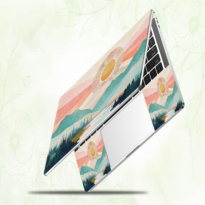 Laptop Skin Sticker Decal, Universal Reusable Vinyl Laptop Cover for 12" 13" 13.3" 14" 15" 15.4" 15.6" Notebook PC, Reusable Waterproof Scratch-Resistant with 2 Wrist Pads,Art Landscape Sun - color: Art Landscape Sun