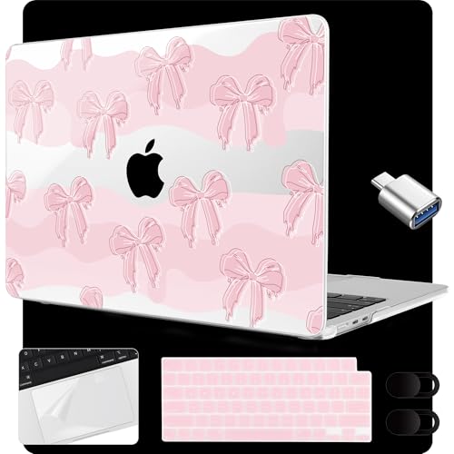 MEEgoodo Case for M5/M4/M3/M2 MacBook Air 15 inch Case 2026 2025 2024 2023, Laptop Shell Fit Model (A3448/A3241/A3114/A2941) for MacBook Air 15.3-inch, Melted Bow - color: Melted Bow