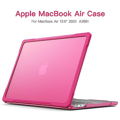 Batianda Ultimate Slim Case for MacBook Air 13.6 inch 2022-2026, Pink | Fits M2/M3/M4/M5 Model, Lightweight Slim Design, Carbon Fiber Side Texture, Matte Translucent Rugged Hybrid Protective Shell - color: S-Pink