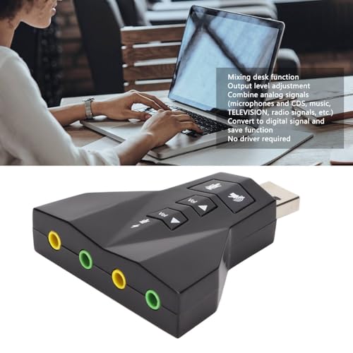 USB Sound Card Virtual 7.1 Channel – External Stereo Adapter for Headphone and Microphone, Plug and Play for Windows PC, Laptop