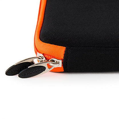 Neoprene Laptop Case | Lightweight Travel Protection | 13" Notebook Compatible Water Resistant Tech Sleeve (Orange) - color: Black/Orange