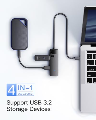 Inateck USB C Hub, USB 3.2 Gen 2 USB C Hub with 4 USB A Ports, 10Gbps, 1.6 ft Cable, Compatible with windows7/8/10/11, Linux, Mac OS HB2025C - size: USB C TO 4A, style: With 1.6ft cable