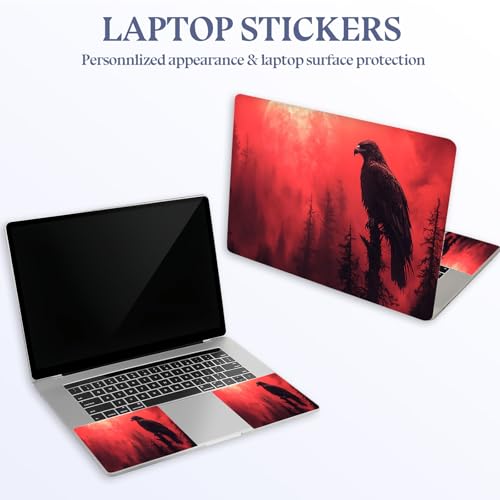 Universal Laptop Skin Sticker Decal,15.6 Inch Laptop Vinyl Cover for 13" 14" 15.6" Laptop,Scratch-Resistant Waterproof Protector Wrap,Reusable with Wrist Pads,Red Moon Eagle - color: Red Moon Eagle