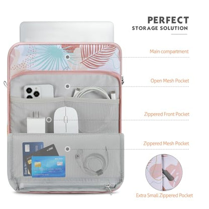MoKo 13.3-14 Inch Laptop Sleeve Bag Carrying Case with Accessory Pocket | Fits MacBook Pro 14-inch M3/M2, MacBook Pro 13-inch M2/M1, MacBook Air 13.6-inch M2 and Surface Pro 9/8, Tropical Leaf - color: Tropical Leaf, size: 13.3-14 Inch