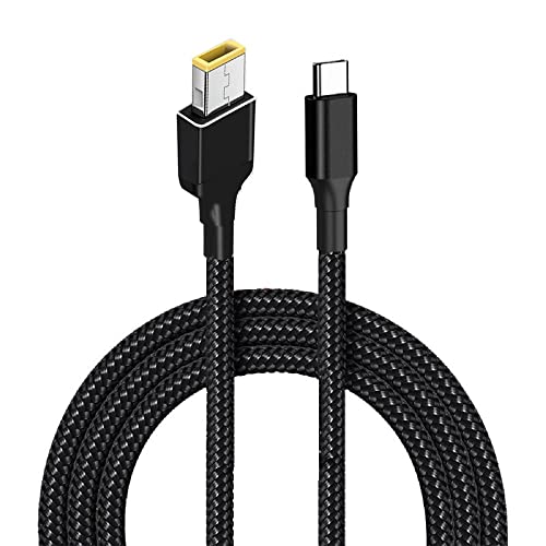 USB C to Slim Tip Laptop Charging Cable, USB Type C Male Input to Square Converter 6.5 ft. 100W PD for Thinkpad E440 E450 T450s T460s T470 E550 E560 T430 T440 T440S X250 L460,for Lenovo Yoga