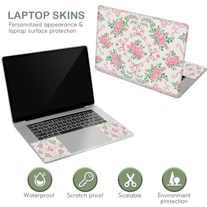 DINKY Laptop Skin Sticker Decal 15.6" 15.4" 12" 13" 13.3" 14" 15 inch Laptop Universal Vinyl Skin Stickers Cover Art Decal Notebook PC Personalized Protector, Pink Floral Bow - color: Pink Floral Bow