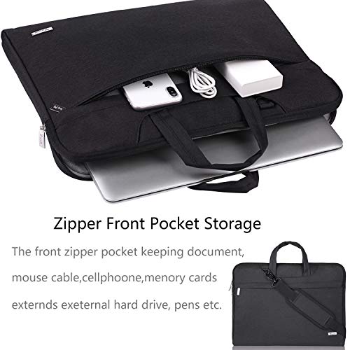 Voova 15.6-15 Inch Laptop Sleeve with Handle, MacBook Sleeve, Black | Splash-proof 15.6-inch laptop sleeve with handle and removable strap; fits notebooks and MacBook Pro for daily commute - color: Black, size: 14-15.6In & 2019 New Macbook Pro 16 Inch